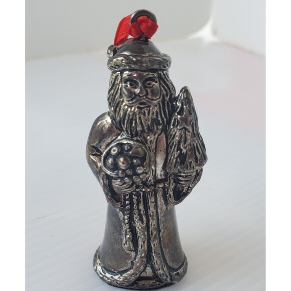 Macys Home for the Holidays Old World Silverplate Santa Christmas Ornament VTG - Picture 2 of 9